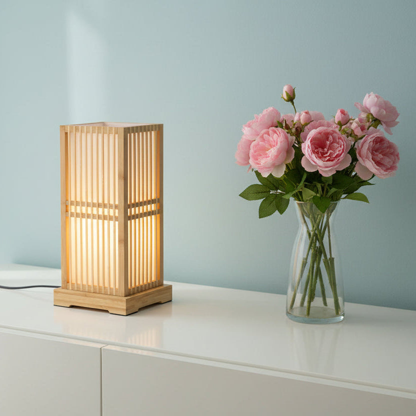 Jade Minimalist Bamboo Table Lamp – Modern Design for Cozy Bedrooms
