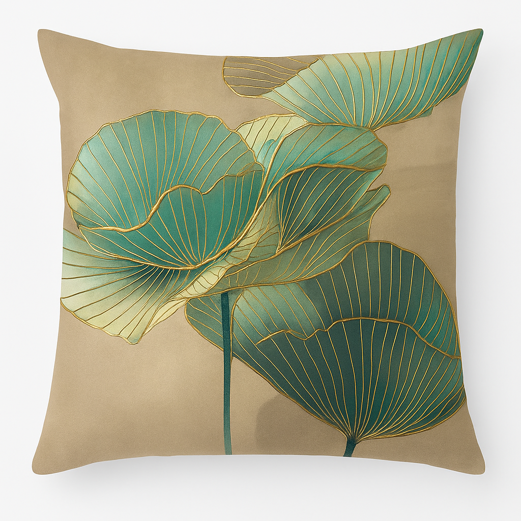 Jastin Artistic Cushion Cover – Elegant Ginkgo Design for Versatile Use