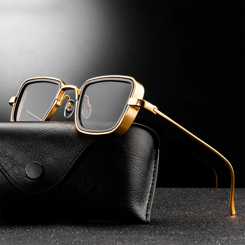Novak Men's Sunglasses – Unique Square Steampunk Design with UV Protection