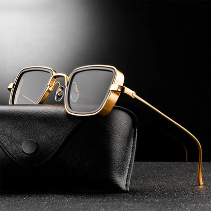 Novak Men's Sunglasses – Unique Square Steampunk Design with UV Protection