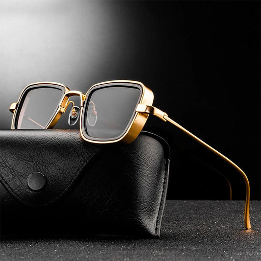 Novak Men's Sunglasses – Unique Square Steampunk Design with UV Protection