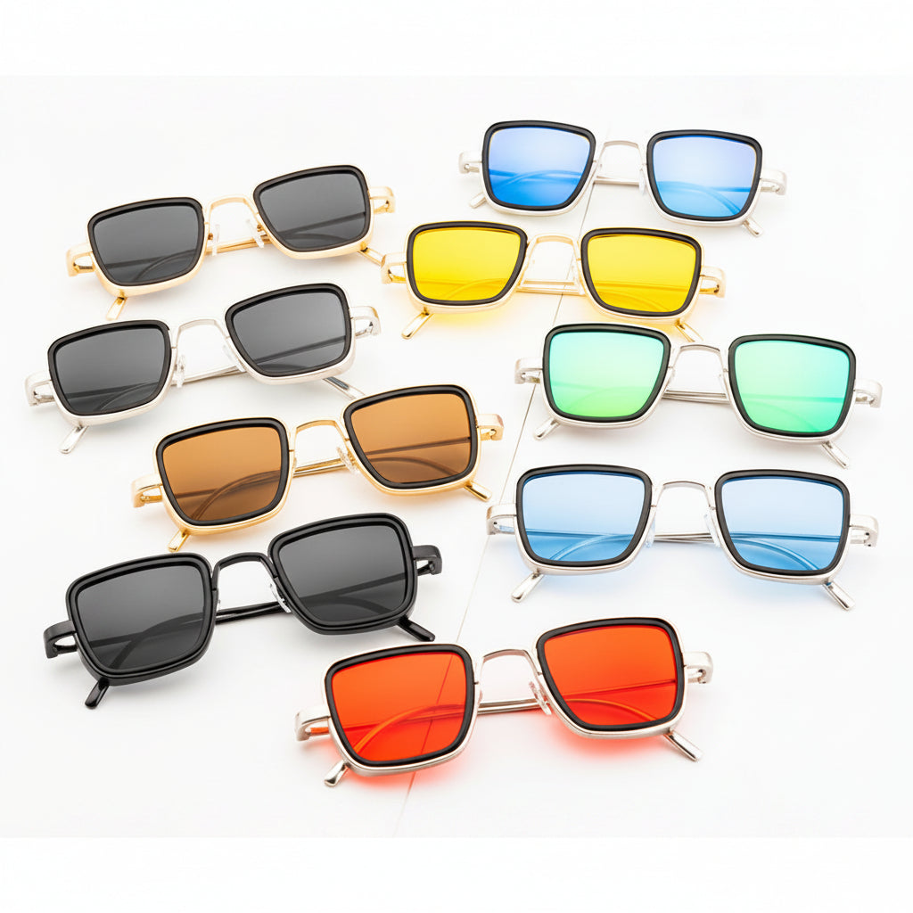 Novak Men's Sunglasses – Unique Square Steampunk Design with UV Protection