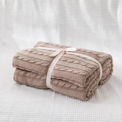 Navis Knitted Cozy Cotton Throw Blanket – Stylish Warmth for Every Room