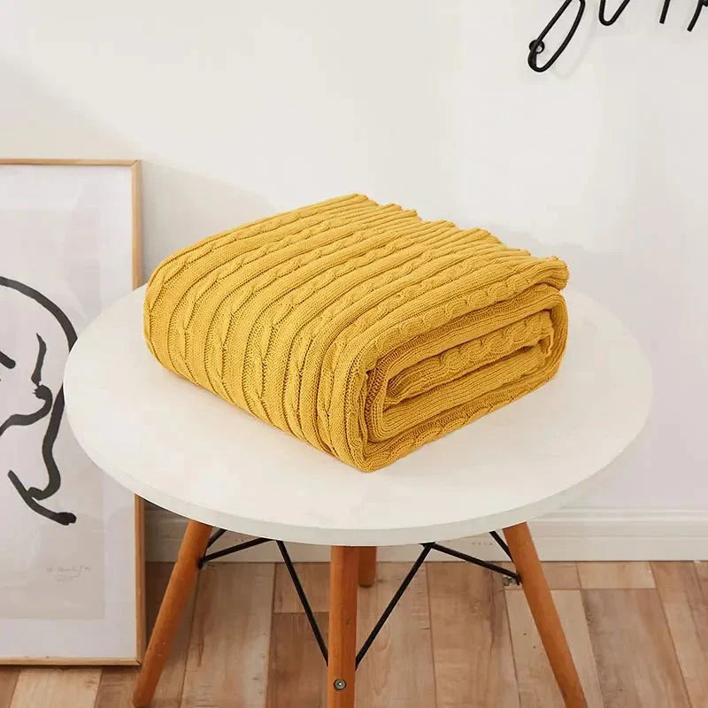 Navis Knitted Cozy Cotton Throw Blanket – Stylish Warmth for Every Room