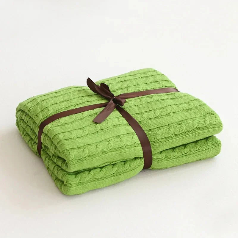Navis Knitted Cozy Cotton Throw Blanket – Stylish Warmth for Every Room