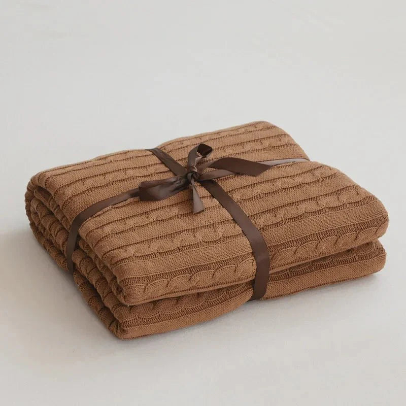 Navis Knitted Cozy Cotton Throw Blanket – Stylish Warmth for Every Room