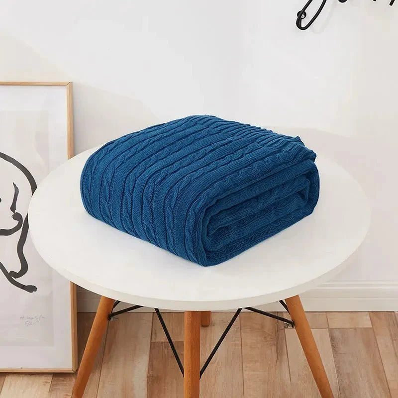 Navis Knitted Cozy Cotton Throw Blanket – Stylish Warmth for Every Room