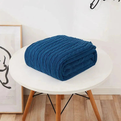 Navis Knitted Cozy Cotton Throw Blanket – Stylish Warmth for Every Room