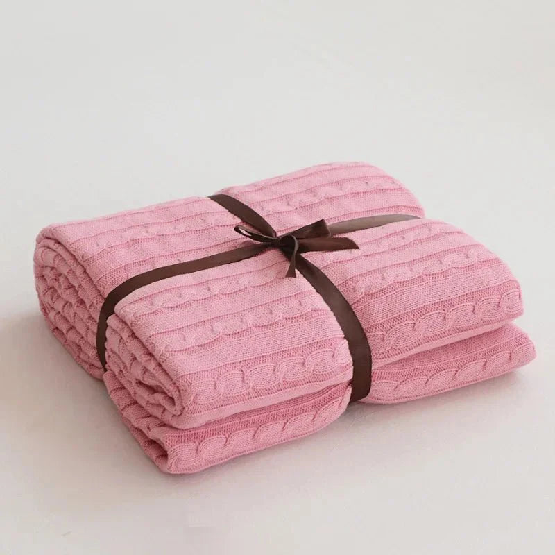 Navis Knitted Cozy Cotton Throw Blanket – Stylish Warmth for Every Room
