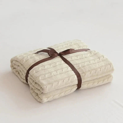Navis Knitted Cozy Cotton Throw Blanket – Stylish Warmth for Every Room