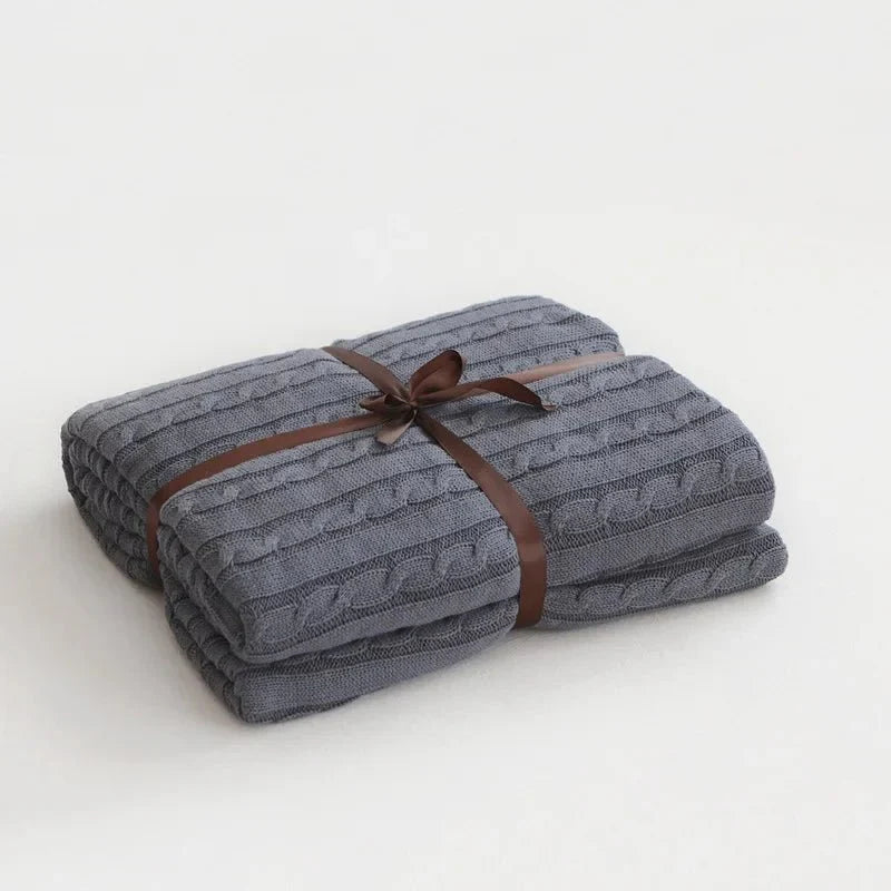 Navis Knitted Cozy Cotton Throw Blanket – Stylish Warmth for Every Room