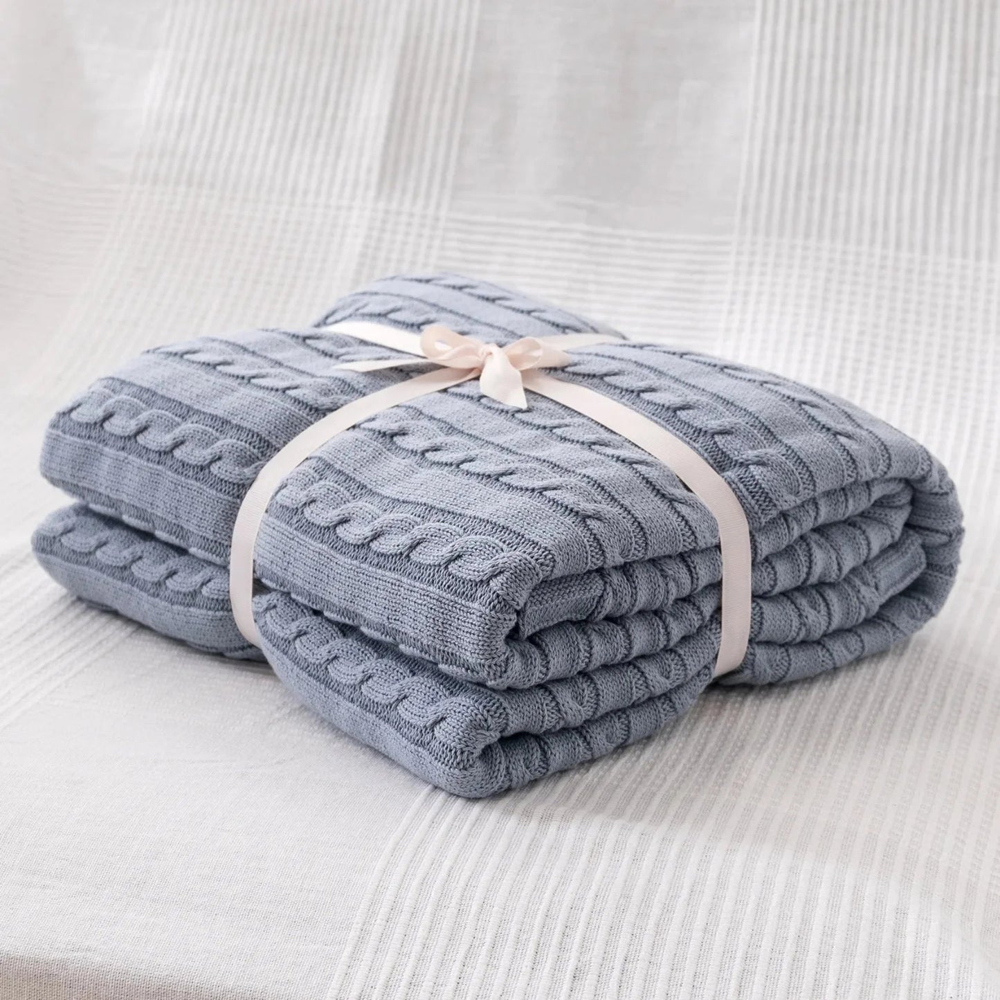 Navis Knitted Cozy Cotton Throw Blanket – Stylish Warmth for Every Room