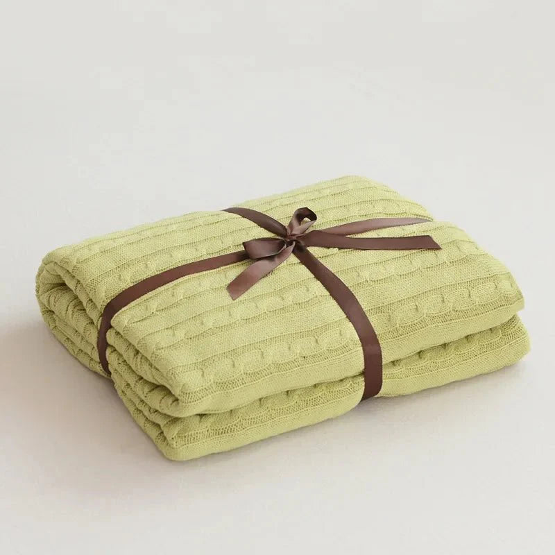 Navis Knitted Cozy Cotton Throw Blanket – Stylish Warmth for Every Room
