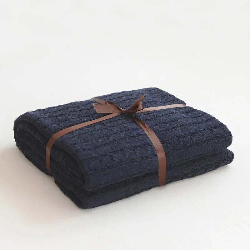 Navis Knitted Cozy Cotton Throw Blanket – Stylish Warmth for Every Room