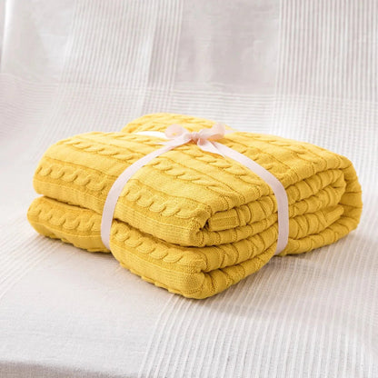 Navis Knitted Cozy Cotton Throw Blanket – Stylish Warmth for Every Room