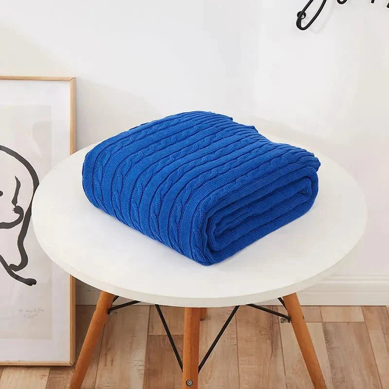 Navis Knitted Cozy Cotton Throw Blanket – Stylish Warmth for Every Room