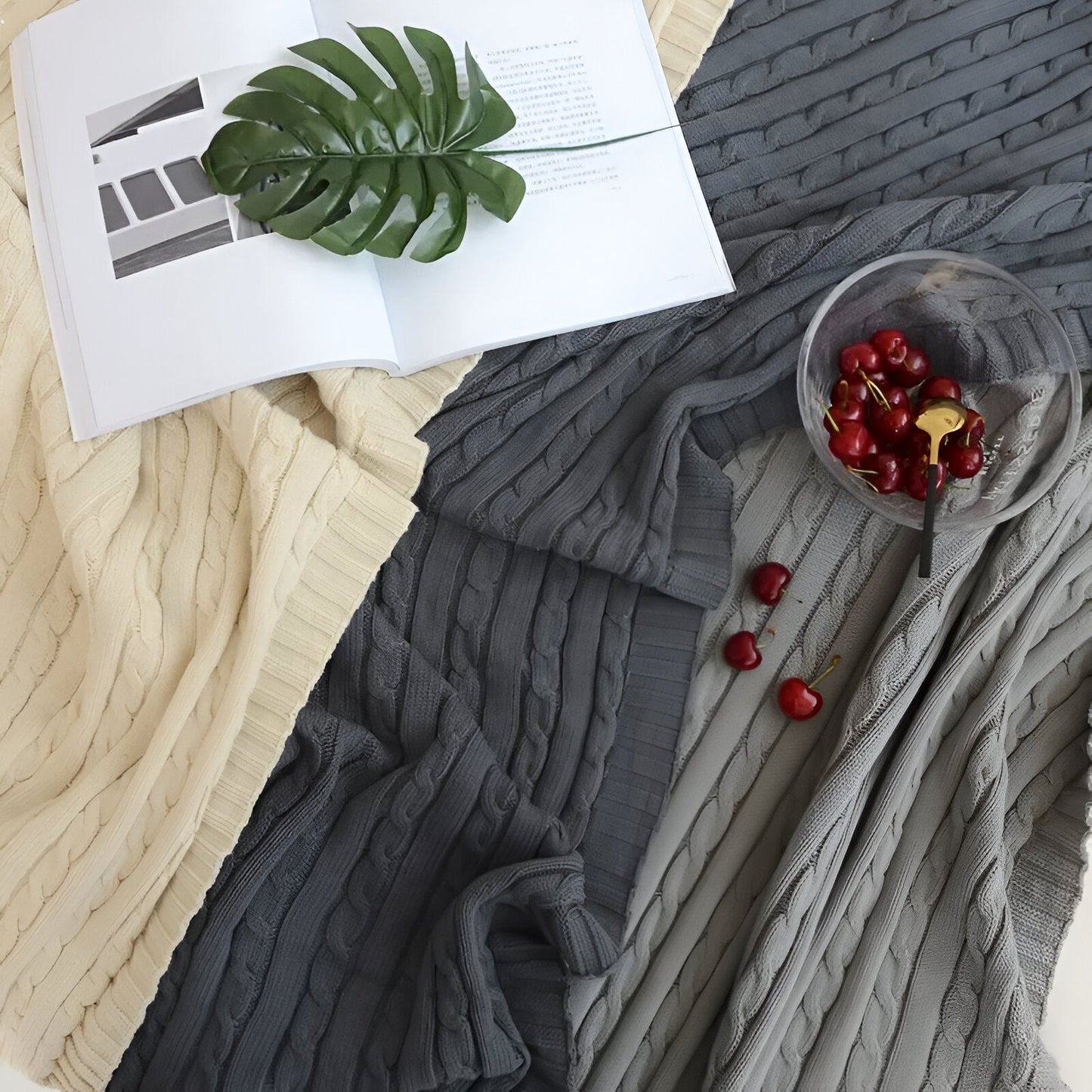 Navis Knitted Cozy Cotton Throw Blanket – Stylish Warmth for Every Room