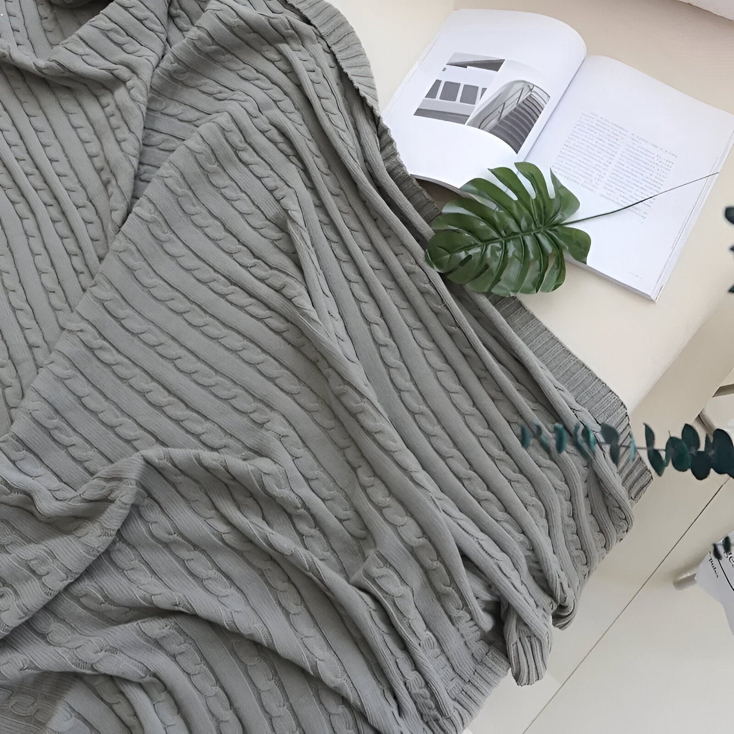 Navis Knitted Cozy Cotton Throw Blanket – Stylish Warmth for Every Room