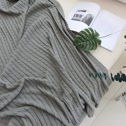 Navis Knitted Cozy Cotton Throw Blanket – Stylish Warmth for Every Room