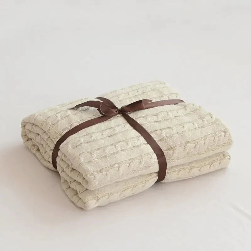 Navis Knitted Cozy Cotton Throw Blanket – Stylish Warmth for Every Room
