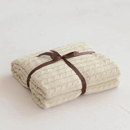 Navis Knitted Cozy Cotton Throw Blanket – Stylish Warmth for Every Room