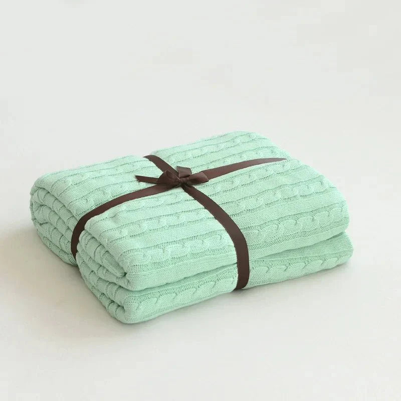 Navis Knitted Cozy Cotton Throw Blanket – Stylish Warmth for Every Room