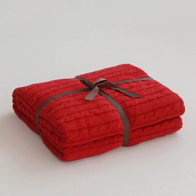 Navis Knitted Cozy Cotton Throw Blanket – Stylish Warmth for Every Room