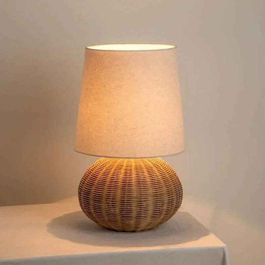 Lunara Natural Rattan Bedroom Lamp – Handcrafted Table Light for Cozy Ambiance