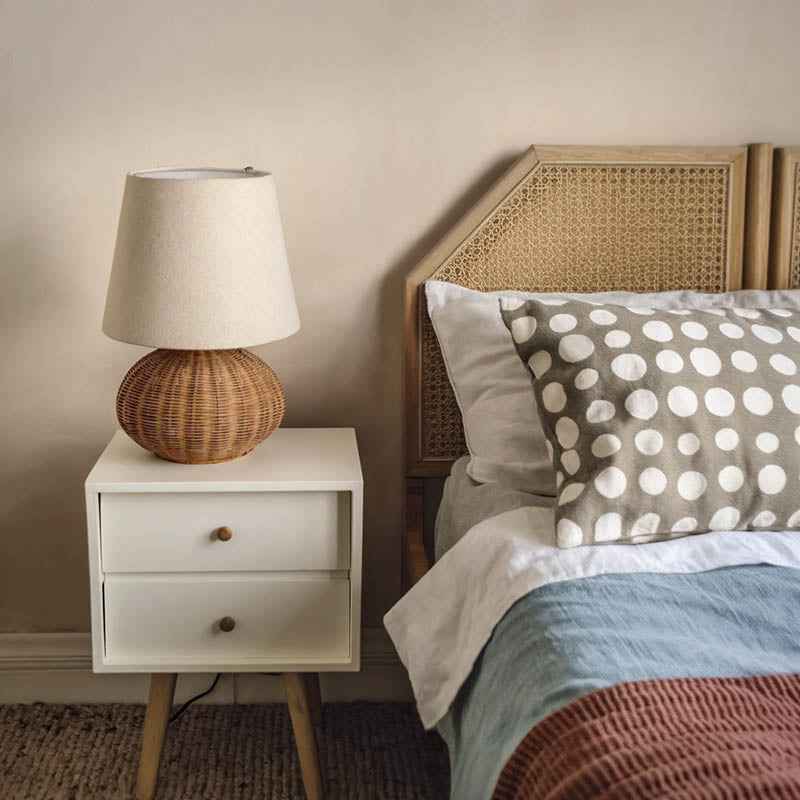 Lunara Natural Rattan Bedroom Lamp – Handcrafted Table Light for Cozy Ambiance