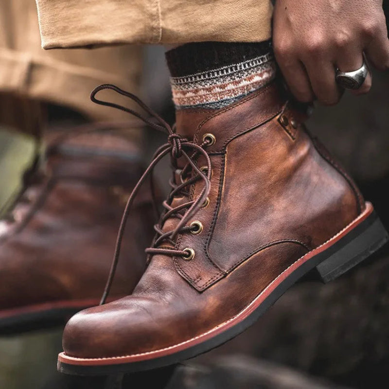 Linus Men's Leather Boots – Comfortable Non-Slip Design for All-Day Wear