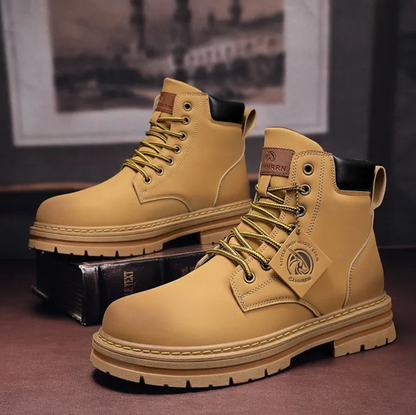 Dave Men's Leather Lace-Up Boots – Water-Repellent Comfort for Daily Wear