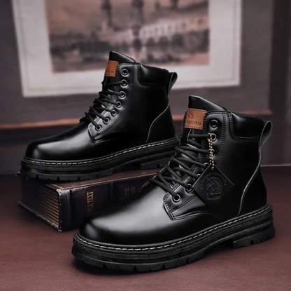 Dave Men's Leather Lace-Up Boots – Water-Repellent Comfort for Daily Wear