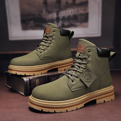 Dave Men's Leather Lace-Up Boots – Water-Repellent Comfort for Daily Wear