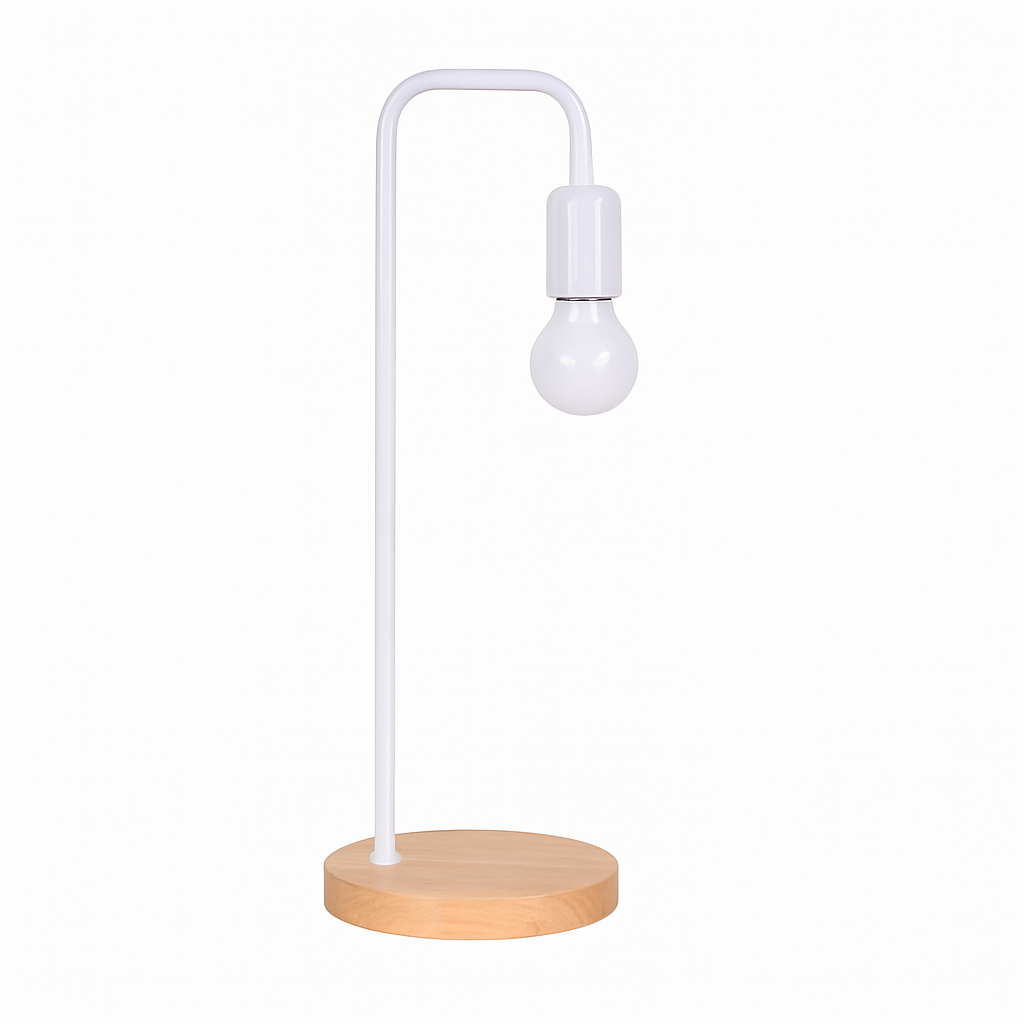 Lorvian Vintage Desk Lamp E27 – Nordic Style with Warm Wooden Base