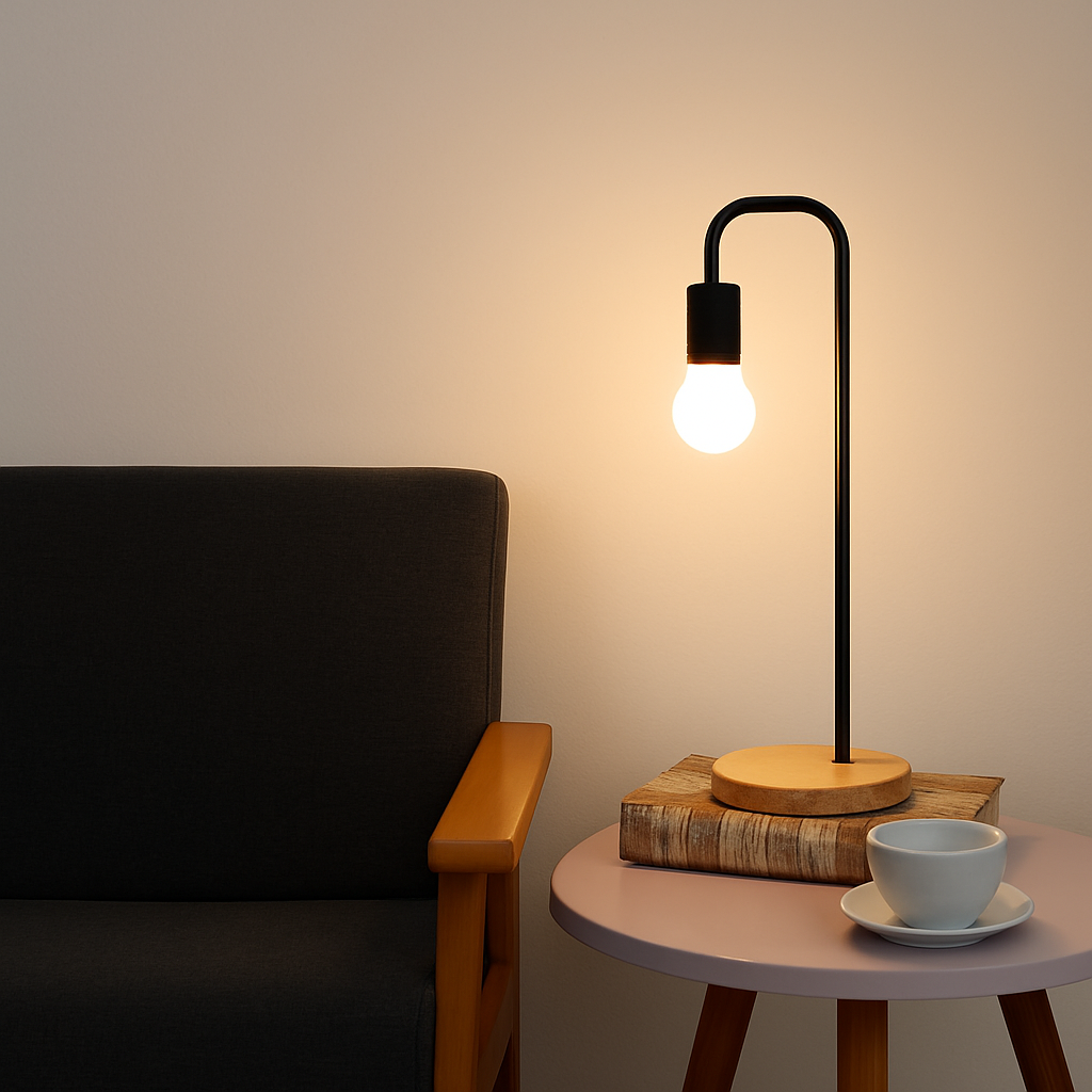 Lorvian Vintage Desk Lamp E27 – Nordic Style with Warm Wooden Base