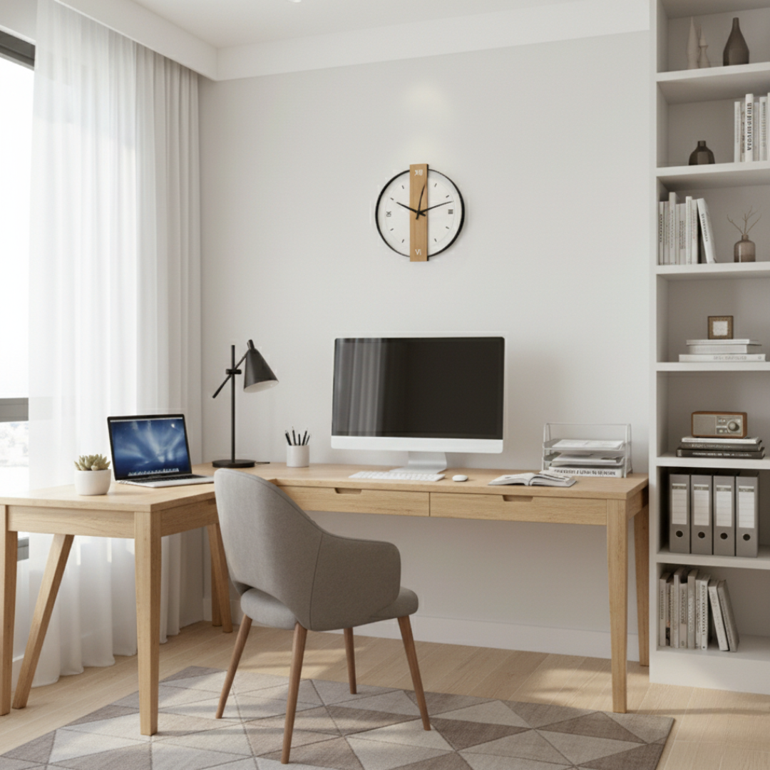 Fern Large Modern Wall Clock – Silent Quartz Design for Tranquil Spaces