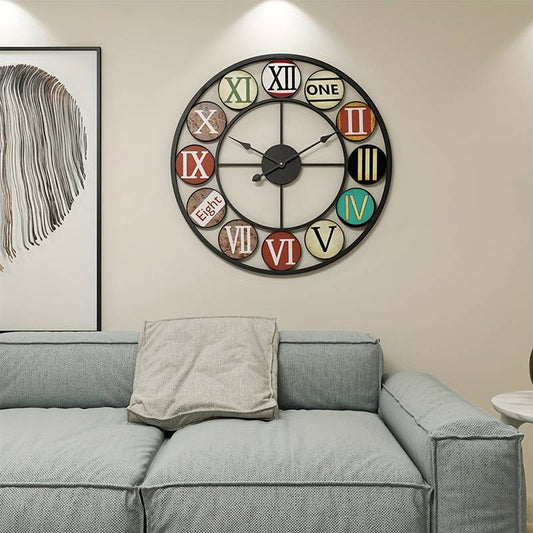 Ravelle Large Wall Clock – Vintage Metal Design for Elegant Home Decor