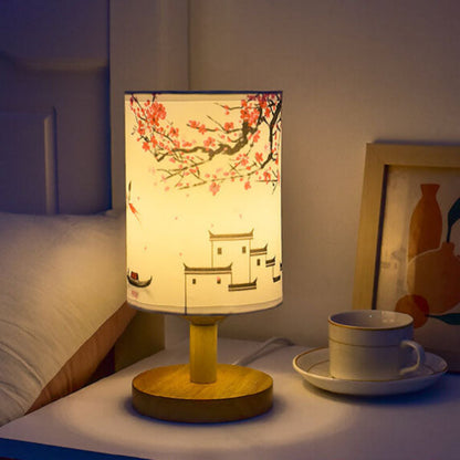 Kaelis Modern Minimalist Table Lamp – Stylish Fabric and Wood Design for Bedside & Living Room
