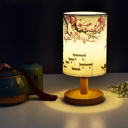 Kaelis Modern Minimalist Table Lamp – Stylish Fabric and Wood Design for Bedside & Living Room