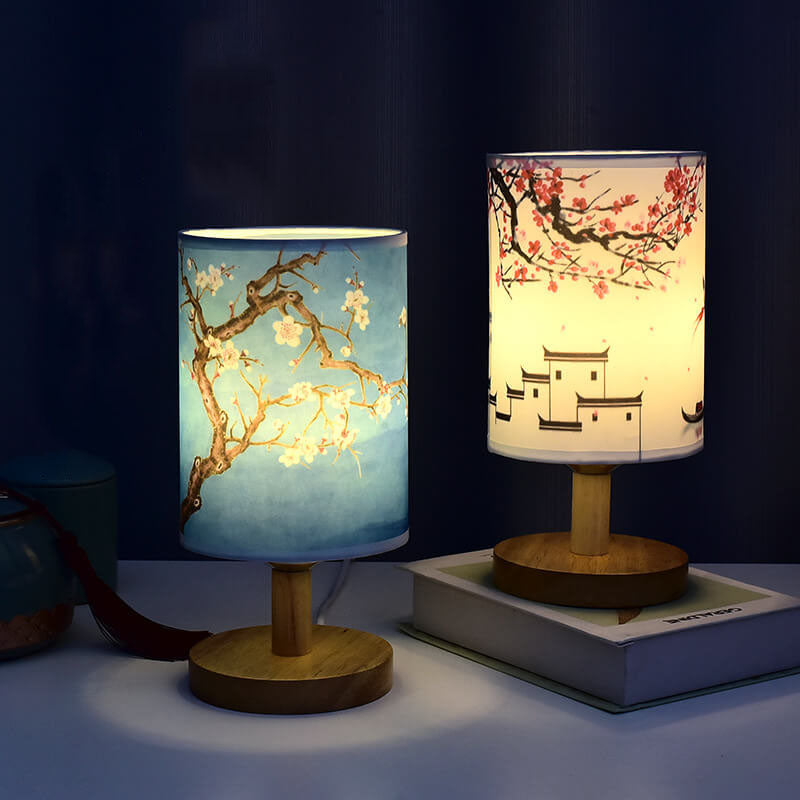 Kaelis Modern Minimalist Table Lamp – Stylish Fabric and Wood Design for Bedside & Living Room