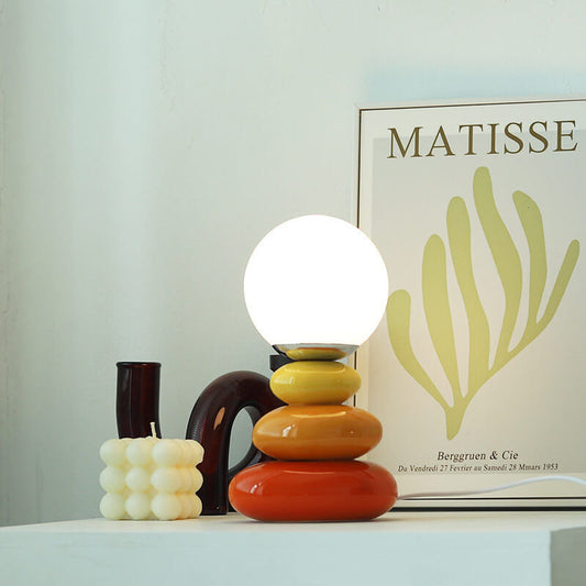 Faelon Nordic Stacked Stone Table Lamp – USB LED Design