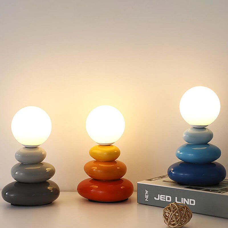Faelon Nordic Stacked Stone Table Lamp – USB LED Design