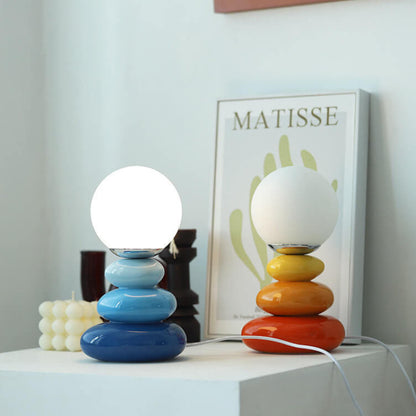 Faelon Nordic Stacked Stone Table Lamp – USB LED Design