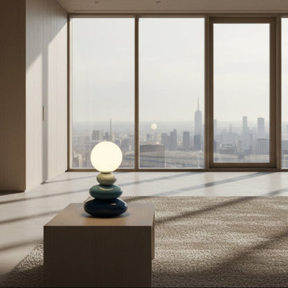 Faelon Nordic Stacked Stone Table Lamp – USB LED Design