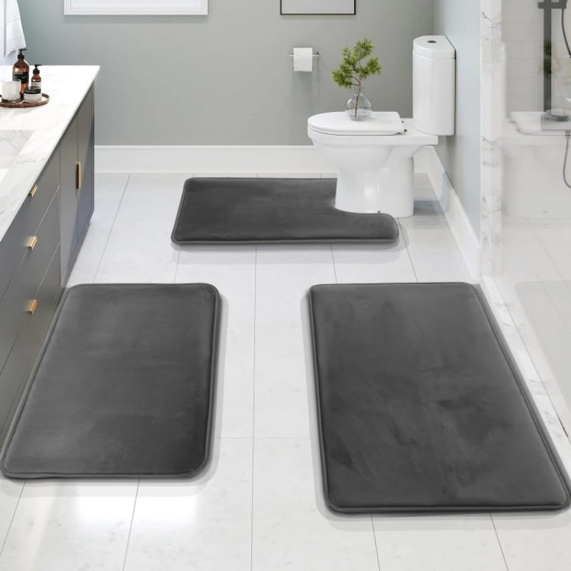Elara Bathroom Rug Set – Non-Slip Memory Foam Mats for Quick-Drying Comfort
