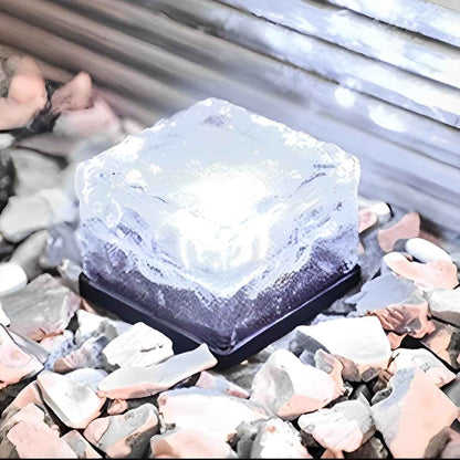 Ice Outdoor Solar Garden Lights – Modern Ice Cube Design for Night time Ambiance  -Set of 4