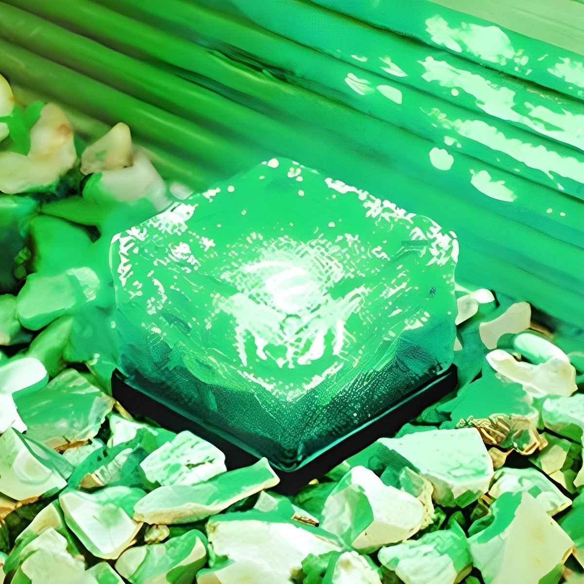 Ice Outdoor Solar Garden Lights – Modern Ice Cube Design for Night time Ambiance  -Set of 4