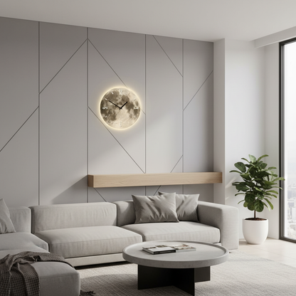 Mosaic Large Wall Clock – Unique Moon Design for Elegant Living Spaces