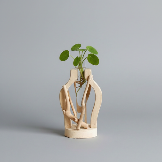 Natura Home Wooden Vase – Unique Organic Design for Stylish Plant Display