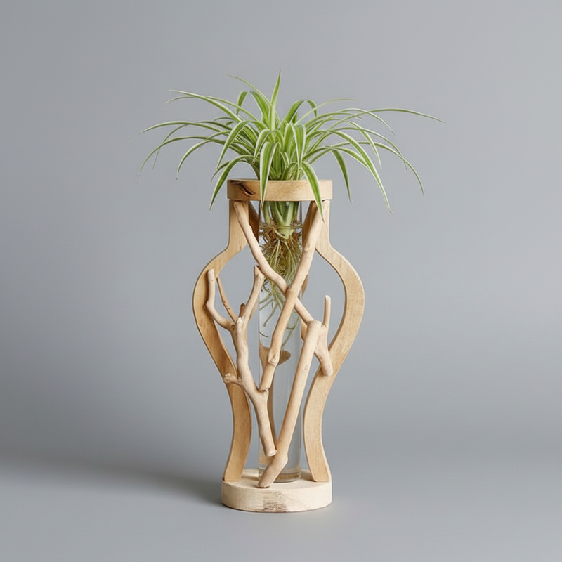 Natura Home Wooden Vase – Unique Organic Design for Stylish Plant Display